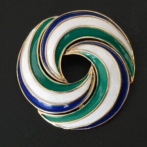 Vintage Crown Trifari Enamel Swirl Brooch Pin